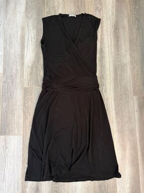 James Perse Black Sleeveless Wrap Style Midi Dress 2 Small